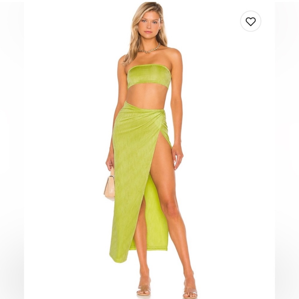 Superdown bandeau and side slit maxi skirt set